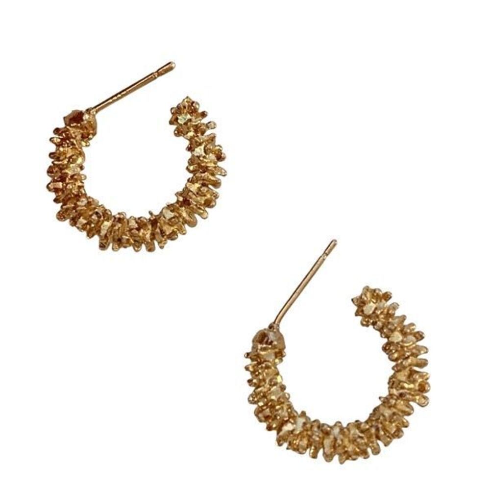Rough Texture Small Gold Tone Hoops